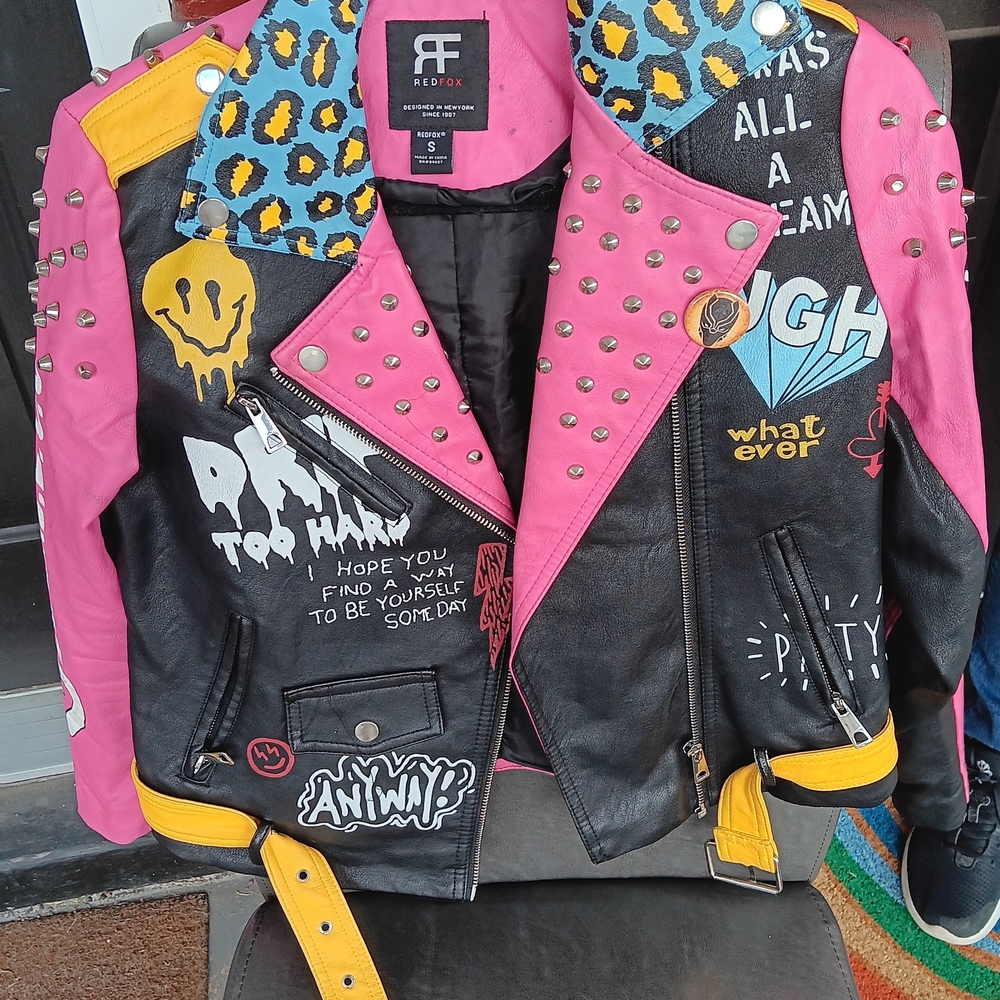 Redfox Women's Pink and Black Bomber Jacket